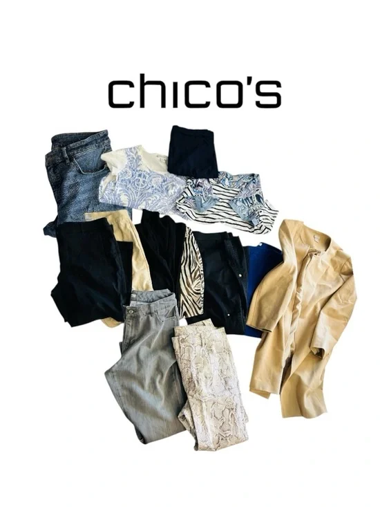 Chico’s Bundle Pants, Tops, Shorts, Jeans, Sweater, Coat Lot of 12-14 Pieces - Picture 2 of 3
